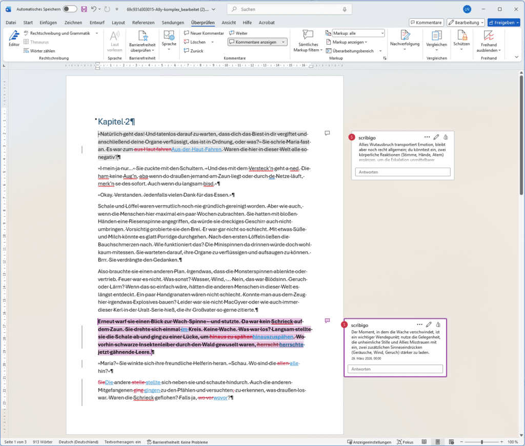 All corrections and comments appear directly in the document All corrections and comments appear directly in the document